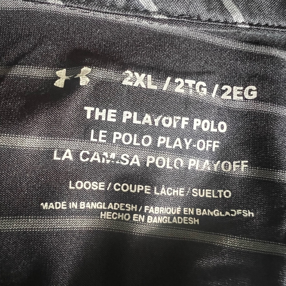 Under Armour Black and Gray Polo Shirt Classic Striped Design - Picture 2 of 5